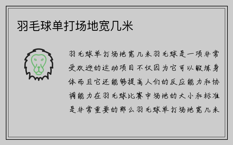 羽毛球单打场地宽几米