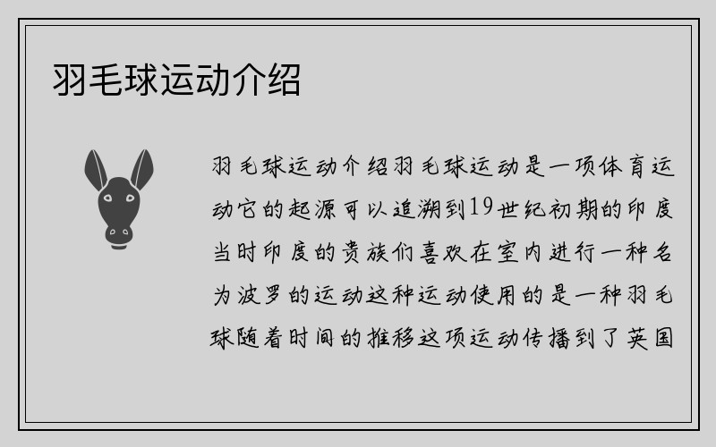 羽毛球运动介绍